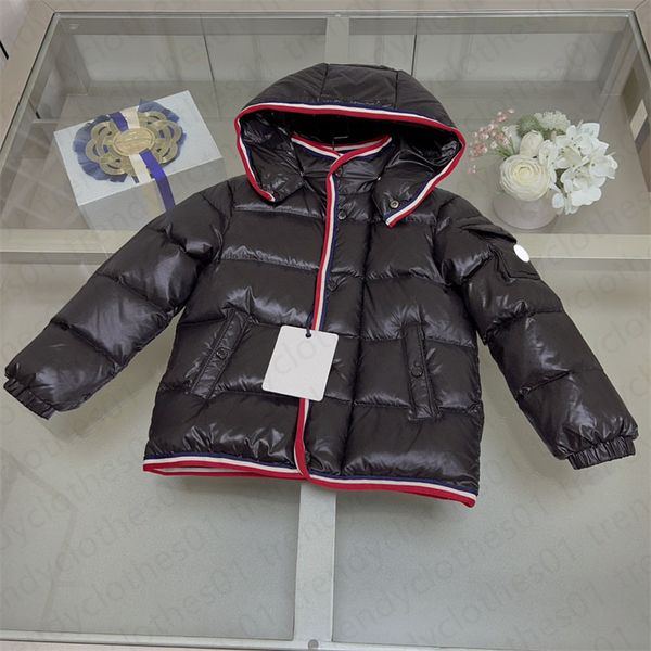 Designer de luxe enfants à capuche manteaux de mode hiver coupe-vent noir rouge bande filles garçons vestes à capuche vêtements d'extérieur veste chaude manteau bébé vêtements