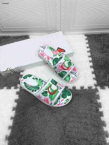 Diseñador de lujo para niños zapatillas flores estampados completos zapatos chidren boys summer productos de verano 26-35 baby plano slip, caja de zapatos de marca