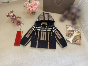 luxe designer kinderjassen met rits, meerkleurig kruisstreepontwerp, kinderjack met capuchon, maat 100-160 cm, hoge kwaliteit baby-uitloper, aug30