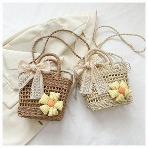 Diseñador de lujo Lace Bow Weave de paja Manso de mujeres Bolsas Crossbody Crossbody Bolsas pequeñas bolsas de playa de verano D7WE#