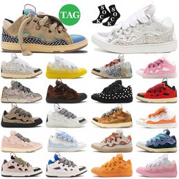 Designer de luxe Lanvinsss Chaussures Hommes Femmes Laceup Extraordinaire En Cuir En Relief Baskets Haut Haut En Cuir De Veau En Caoutchouc Nappa Plate-forme Logo Baskets Taille 46