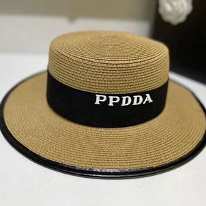 Luxe ontwerper Large Straw Bucket Hats For Women Heren Brand Triangle P gebreide hoed Fisher Sun Shade Hats Casquette Basball Caps 2304273BF