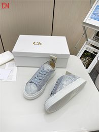 Designer de luxe Laur en Sneakers beiges doux chaussures en dentelle avec boîte d'origine