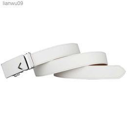 Designer de luxe en cuir homme ceinture Top qualité sangle de ceinture à cliquet automatique ceintures blanches peau de vache 130cm grande taille pour homme ceinture de golf L230704