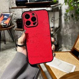 Funda de teléfono de cuero de diseñador de lujo para iPhone 15 14 13 Pro Max 11 12 iPhone15 iPhone13 iphone14 iPhone XR X XS 8 7 Plus 6 Mujer Hombre Cubierta moda L flor roja teléfono shell