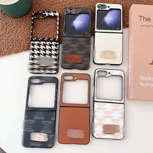 Funda de cuero de diseñador de lujo para teléfono Samsung Z Flip3 Z Flip4 Z Flip5 Huawei P50poctket/S Diseño de estampado de moda Funda de teléfono de lujo plegable OPPO Find N2 FLIP N3