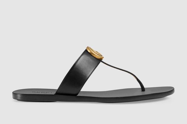 Designer de luxe en cuir Thong Pantoufles Hommes Femmes Double G Slides Summer Beach Indoor Outdoor Slide Flat Classic Flip Flop Web Straps Sandals