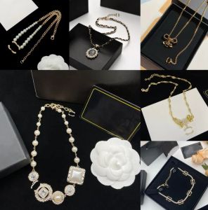 Luxe Designer Brief Hanger Kettingen Vergulde Kristal Parel Strass Ketting Vrouwen Sieraden Accessoires Mode lange Trui keten