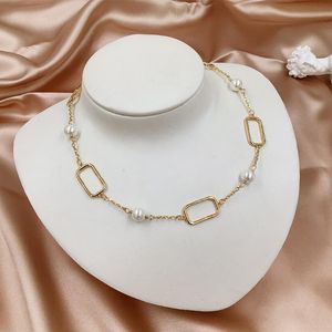 Diseñador de lujo Letras Collares pendientes Chapado en oro Perla de cristal Rhinestone Collar turquesa Accesorios de joyería para mujer