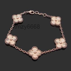 Bracelet de chaîne à maillons de luxe à quatre feuilles Cleef Clover Femmes Mode Bracelets en or 18 carats Bijoux Kso9 5DHV