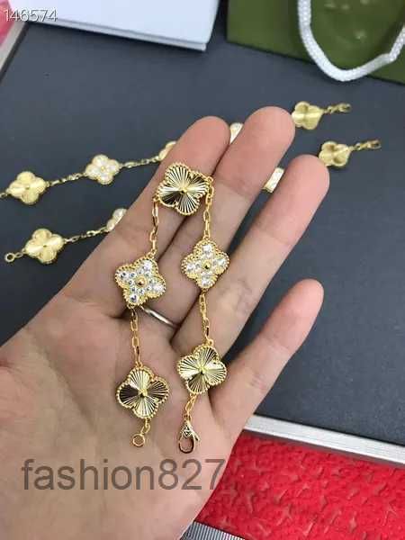 Diseñador de lujo Pulsera de cadena de eslabones Cleef Clover de cuatro hojas Moda para mujer Pulseras de oro de 18 k Joyería U6 16xw9 11