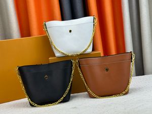 Bolso de hombro con cierre y paseo de diseñador de lujo para mujer, bolso de cuero con cadena, bolsos de alta calidad, cartera cruzada de marca famosa