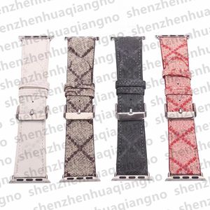 Bracelet de montre de luxe pour Apple Smart Straps Bracelet iwatch 7 3 4 5 6 Series 42mm 41mm 40mm 45mm Mode G Lychee Motif Lettre Bracelet en cuir Hommes Femmes