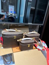 Luxe Designer Make-uptasje Klassiek Presbyteriaans leer Vintage draagtas met ritssluiting Hoge kwaliteit crossbody tas in drie maten