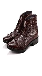 Bottines de luxe de styliste pour hommes, chaussures en cuir véritable de vache de haute qualité, pointues, motif Crocodile, bottines 5596213