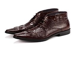 Bottines de luxe de styliste pour hommes, chaussures en cuir véritable de vache de haute qualité, pointues, motif Crocodile, bottines 4911912