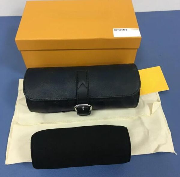 Portefeuille de luxe en cuir étanche pour hommes, boîtier de montre, pochette pour hommes, 3 pièces, toile de Protection de montre