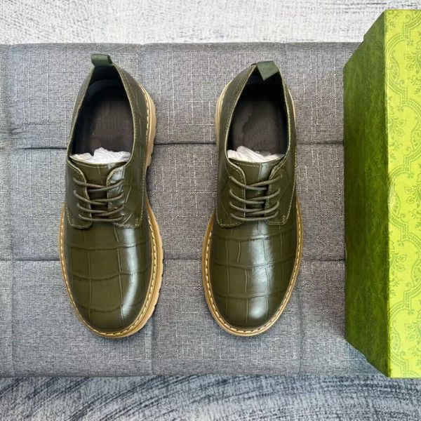 Designer de luxe hommes oxfords semelles en caoutchouc chaussures de plate-forme chaussures hommes bloc talon à lacets robe d'affaires chaussure mocassins en cuir hiver top qualité 38-46