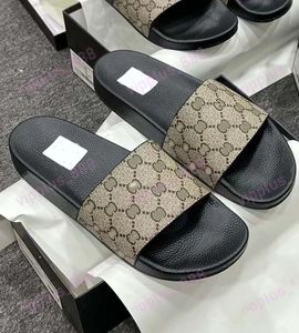 Sandales de luxe pour hommes et femmes avec boîte à fleurs correcte chaussures de sac à poussière Tiger Snake imprimé slip été larges pantoufles plates