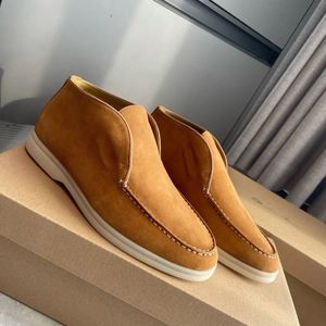 Luxe Designer Heren Casual Schoenen Lp Open Wandelingen Zomer Loro Schoenen Suède Loafer Stad Luie Loafers Mannen Vrouwen Piana Schoen Suede sneaker Mid Cut Met Doos EU35-46