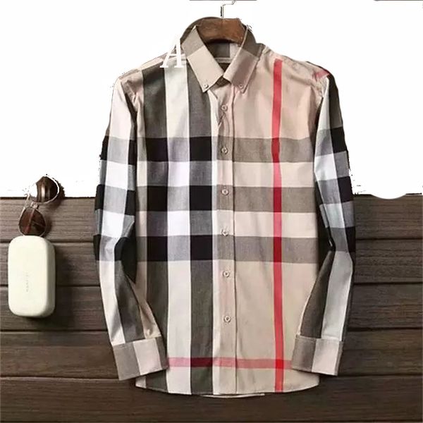 diseñador de lujo camisas de los hombres de moda casual de negocios social burerr camisa de cóctel marca Primavera Otoño adelgazar la ropa más de moda M-3XL # 08 682609912