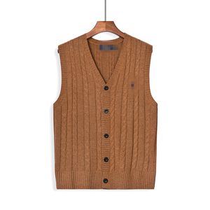 Pull de luxe pour hommes Xiaoma Broidered Trined Trigan Button sans manches Luxury Casual Business Slim Fit Long Classic Wool Wool Warm Cardigan Style Top