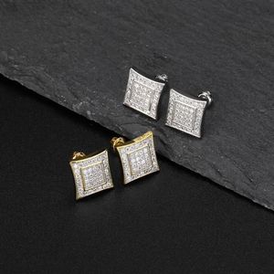 Diseñador de lujo Hombres Stud Pendientes Hip Hop Joyería Moda Hombre Forma cuadrada Earing Mujeres Anillo de oreja Para hombre Pendientes de diamante Zircon Earin186n