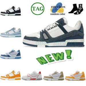 Luxe Designer Heren Vintage Trainers Schoenen Bloem Reliëf Sneaker Hemelsblauw Wit Zwart Skateboard Wandelen Abloh Denim Lage Tops Virgil Feestjurk Wandelen Eu36-45