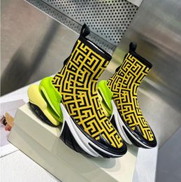 Designer de luxe Hommes Femmes Casual Chaussures Baskets En Daim Tricoté B-Bold High Top Snakers Chaussettes Chaussures Taille 35-45