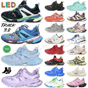 Luxe Designer Heren Dames Casual Schoenen Track led 3 3.0 Triple wit zwart lichtblauw Sneakers Tess.s. Gomma lederen trainer nylon bedrukte platformsneakers Parijse schoenen