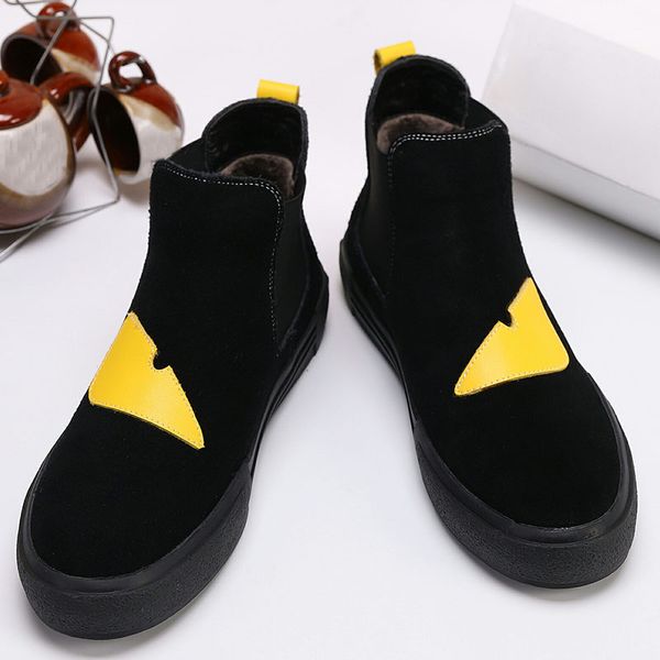 Designer de luxe Hommes Casual Chaussures Célèbre Roma Marque Classique Nouveau Style Petit Monstre Chaussure Haute Haute Qualité En Cuir Véritable Anti Diapositives Hommes Chaussures À Talons Plats Baskets