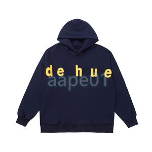 Designer de luxe Mens Sweat à capuche Lettre jaune broderie Pull à manches longues Automne Marque de mode Pull ras du cou Top Bleu Taille asiatique S-2XL