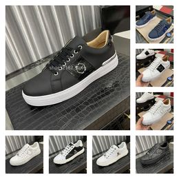 Diseñador de lujo para hombres Pilip Plein Zapatos de moda Classic Fashion Lace-Up Black Scarpe de alta calidad Phillip Metal Skulls Elementos Men zapatillas