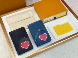 Luxus-Designer-Herren-Kurzbrieftaschen, Denim-Spleiß, Brief-Kartentasche, Liebesbrief, lange Geldbörse, Anzug-Clip, Schwarz, Blau, Zippy-Geldbörsen, Marke, Münzgeldbörse, Clutch-Taschen, Geldbörsen, Tasche