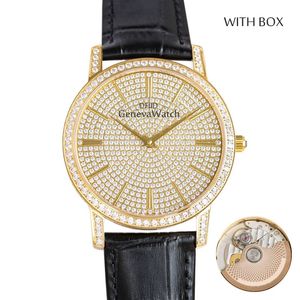 Luxury Designer Mens Watches 7,8 mm UltraHin Import 9015 Mouvement mécanique Automatique Regarder Diamond Diamond Diamant Sapphire Glass En cuir STRAP WATC WATC