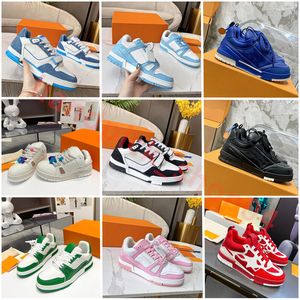 Met doos Luxe Designer Top Plat Casual schoenen voor heren Dames Platform Mode koeienhuid lederen schoenen Blauw Groen Zwart Wit Panda Sneakers Trainers Lage schoenen