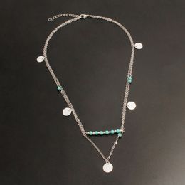 designer de luxe multi-couche disque pendentif turquoise pendentif collier transfrontalier best-seller dames collier pendentif fait main pendentif collier pour fille