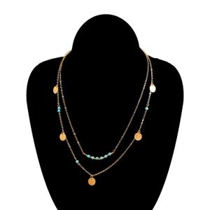 designer de luxe multi-couche disque pendentif turquoise pendentif collier transfrontalier best-seller dames collier pendentif fait main collier pendentif pour les filles 02