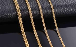 Luxe designer ketting 1 stuk goudkleur breedte 2mm25mm3mm4mm5mm6mm touw ketting kettingenarmband voor mannen vrouwen roestvrij 9869030