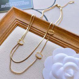 Collar de diseñador de lujo Cadena de gargantillas de 18 km de doradas de oro chapada en acero inoxidable Collar colendiente Joyas para mujeres Regalos de alta calidad