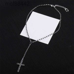 Luxe designer ketting choker kristallen ketting verzilverde zwarte diamant kruis hangers mode dames sieraden