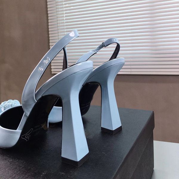 Zapatos de tacón alto de diseñador para mujer, zapatos de cuero nuevos de tacón alto para fiesta de boda, zapatos de aire laterales con cordones de alta sensibilidad para mujer