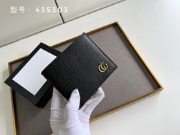 Luxe designer nieuwe Marmont zwarte bifold kiezelstenen heren lederen portemonnee 428726 435303 met doos