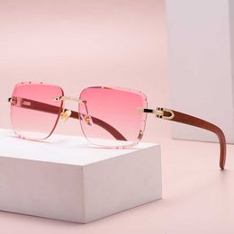Luxe ontwerper Nieuwe heren- en dames zonnebril 20% korting op doos Net Red Ins Same Frameless Cut Edge Fashion