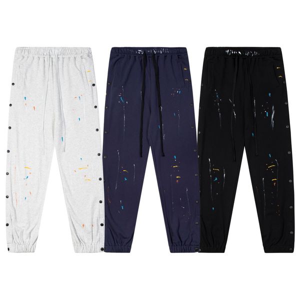 Pantalon de créateur de luxe pour hommes, bleu royal, gris, à encre splash, pantalon de survêtement noir, jogging, hip hop, décontracté, S-XL