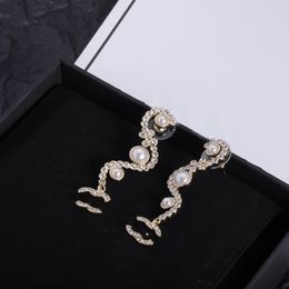 Boucles d'oreilles suspendues en perles et diamants, bijoux de luxe de styliste, Style classique, haute qualité, cadeau de fête de mariage pour mariée