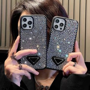 Luxe designer telefoonhoes voor iPhone 14 Plus 13 12 Pro Max 7 8 Plus Fashion Diamond Flash Rhinestone Bling Ladies Cover Anti Drop Shockproof