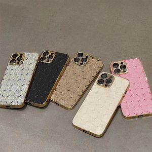 Estuche para teléfono de diseñador de lujo para iPhone14 13 12 11 Pro/Pro Max Estampado de monograma clásico, sensación de pan, estuche para teléfono de cuero de primera calidad completamente envuelto en galvanoplastia.