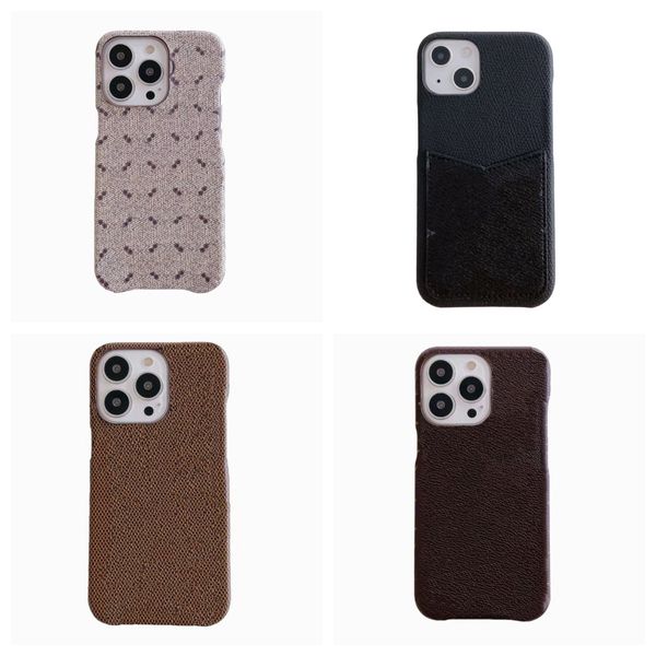 Funda para teléfono de diseñador de lujo iPhone 15 plus 14 12 13 11 Pro max 12Pro iPhone14 Funda con estampado elegante Portatarjetas de cambio de cuero clásico