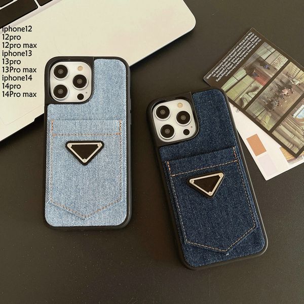 Cas de téléphone de concepteur de luxe pour iPhone 14 Pro Max Case 14 plus 13 12 Mini 11 XR XSMAX Classic Letter Fashion Marque Vintage Denim téléphones